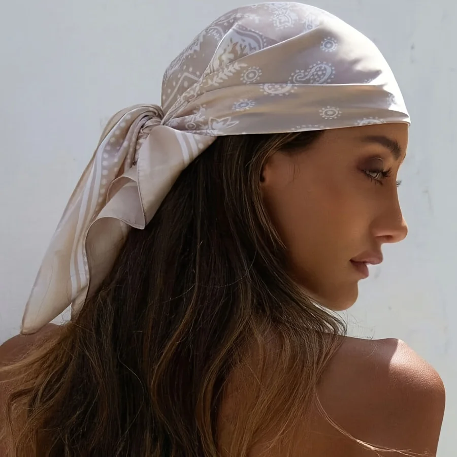 

Шелковый платок-каре класса люкс, женский атласный шарф для шеи и волос, мягкий рабочий платок, новинка 2026 года, хиджаб, женский платок-фуляр