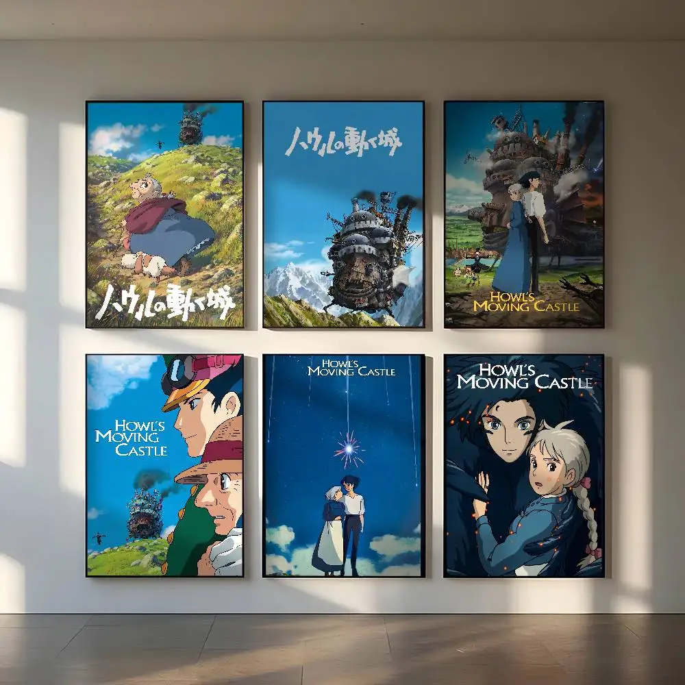 H-Howls تتحرك القلعة الكلاسيكية أنيمي الفيلم المشارك اللوحة ملصقات النوم غرفة المعيشة جدار الديكور هدية المنزل الفن الجمالي #1