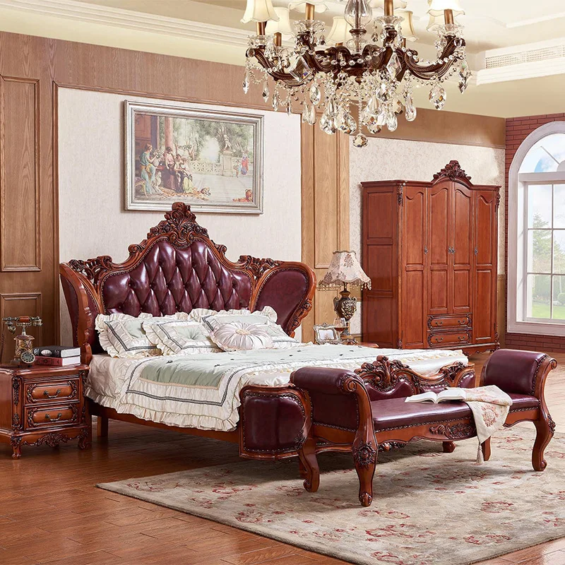 Master Bedroom European Style Princess 1.8m Luxurious  Couple Real Wood Genuine Leather American Style Large Apartment New Bed