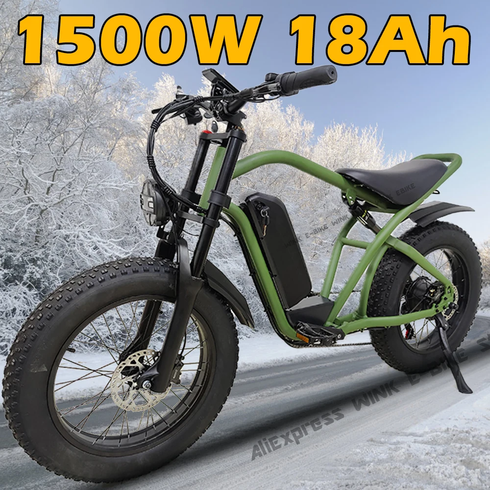 

Electric Bike for Adults Snow EBIKE with 20Inch Fat Tires 1500W Motor Brushless Motor 48V 18Ah Removable Lithium Battery