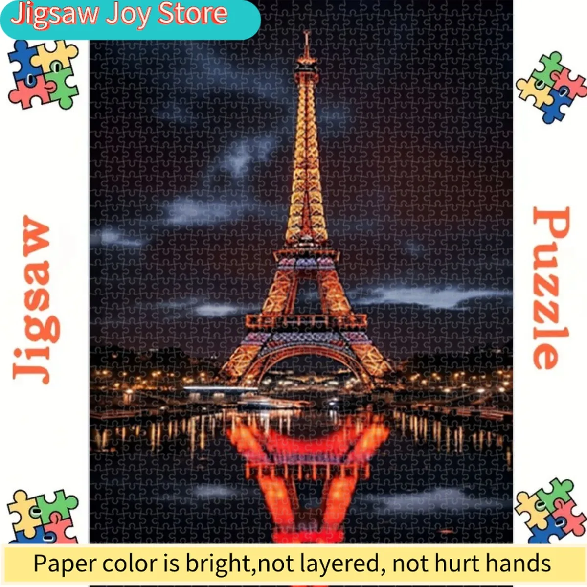 

1, 000pcs Eiffel Tower Puzzle - Durable Metal Frame, Vibrant Colors, Easy Assembly, Thickened Paper, Perfect for Halloween Dec