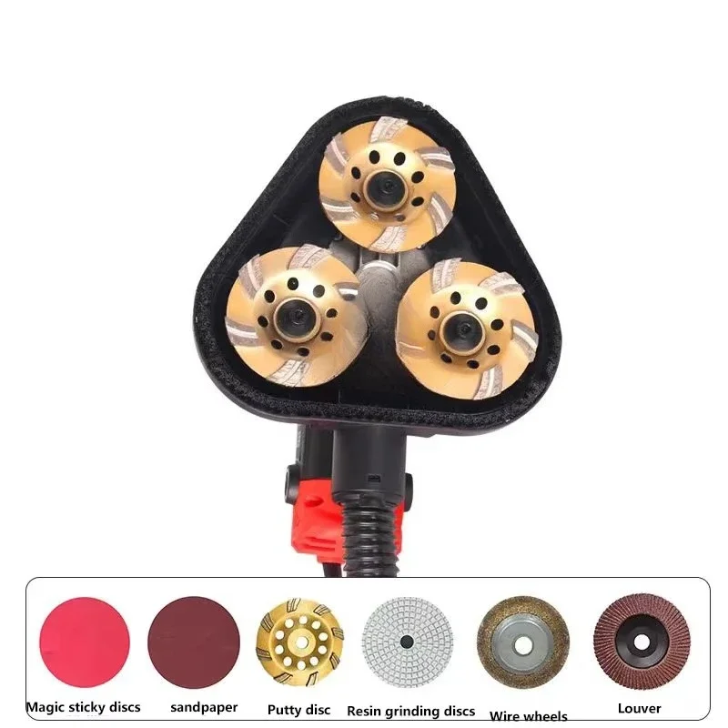 2450W High-power Portable Three-head Grinder Wood Floor Sanding and Polishing Machine