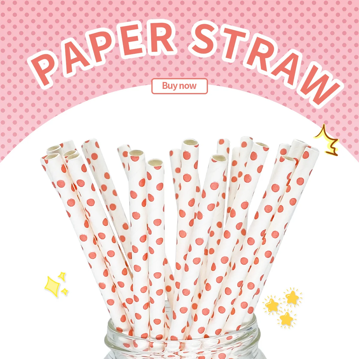 

Drinking Paper Straw Pink Dots 25pcs high quality cocktail disposable drinkware restaurant wedding party tableware 6mm