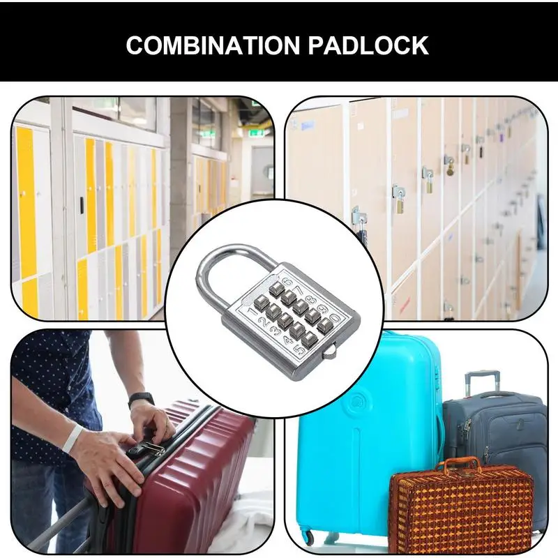 Imagem -04 - Combinação de Segurança Cadeado com Código Digital Escola Locker Lock For Toolbox Sports Locker Fence Lock Dígitos 10 Dígitos