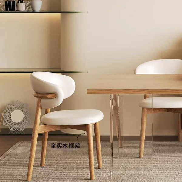 كرسي طعام من الخشب الصلب حقيبة ناعمة إسكندنافية كرسي خلفي للفنادق مطعم مقهى مصمم كرسي مكتب #5