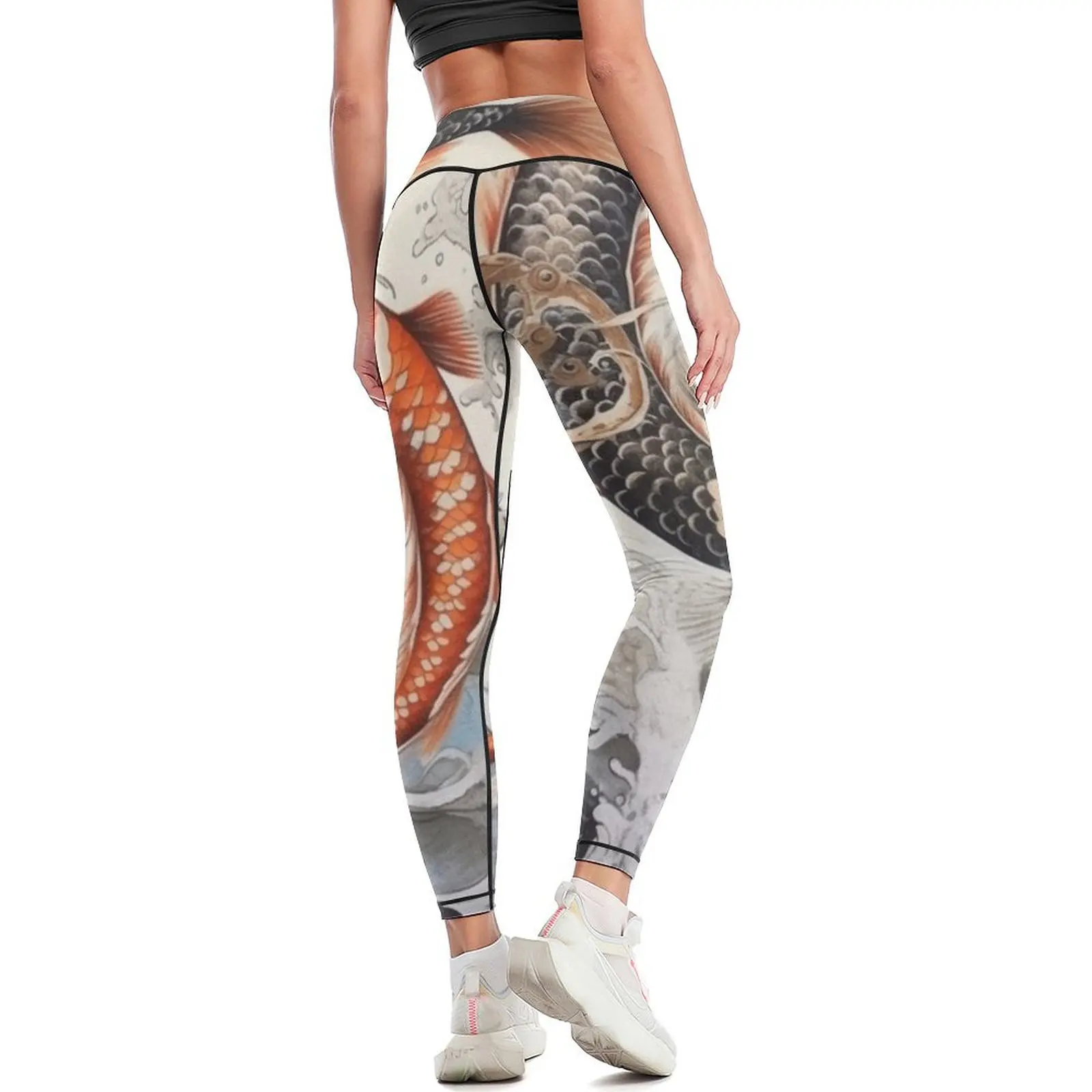 Ying Yang Koi Fish Japan Leggings sport set fitness set gym workout shorts Womens Leggings