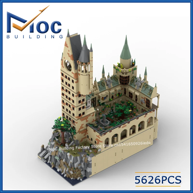 MOC Building Blocks Classic Magical Movie Castle Series Scene Tower Mountain Slopes Courtyard Model Assemble Bricks Toys Gifts