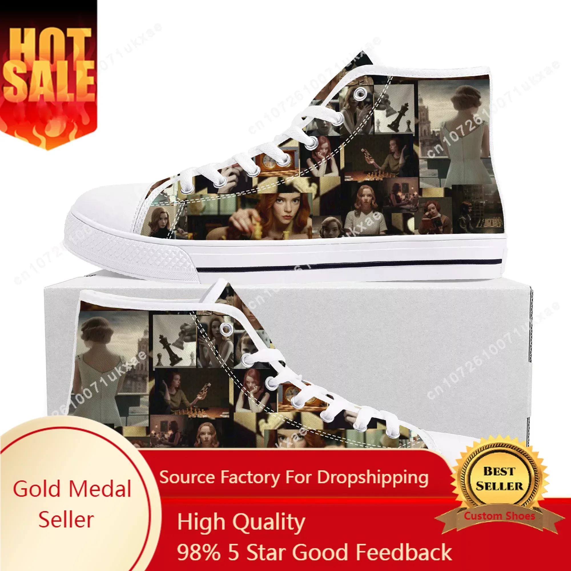 

The Queens Gambit High Top Sneakers Mens Womens Teenager High Quality Beth Harmon Canvas Sneaker couple Casual Shoe Custom Shoes