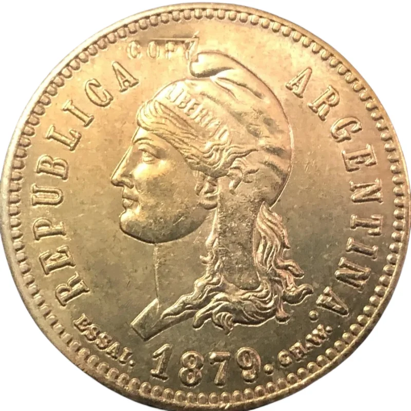 1879 Argentina 40 Centavos Fuertes Pattern Copper Copy Coin 27mm