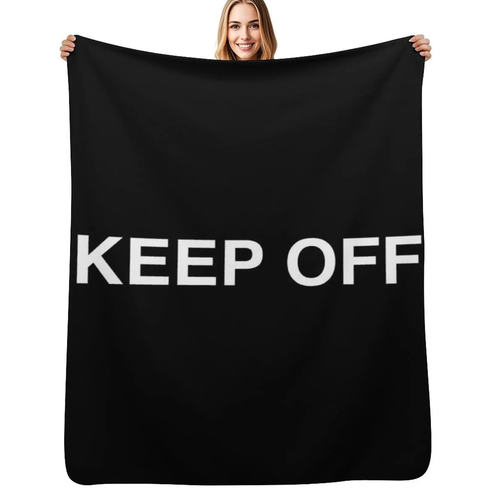 

KEEP OFF LOGO - WHITE Throw Blanket Faux Fur Soft Warm Blanket for Bed