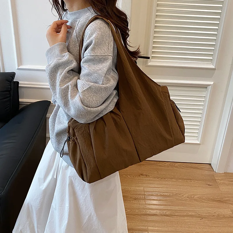 Trendy Wrinkled Fabric Top Handle Bag Comfortable and Versatile Texture Shoulder Bag Large Capacity Lightweight for Women Bag