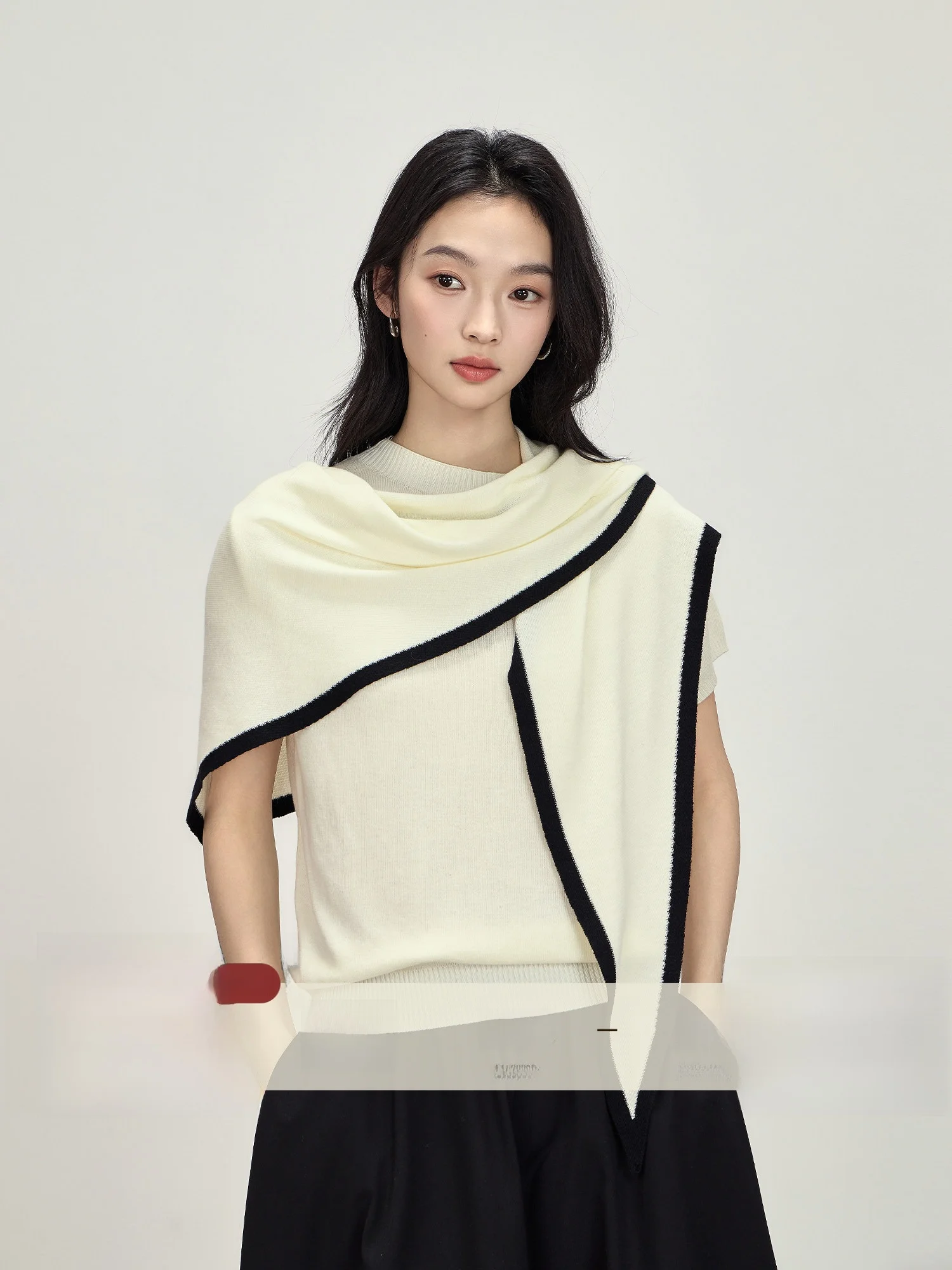 

Вязаный шерстяной свитер с круглым вырезом и коротким рукавом для женщин, весенне-осенний, дизайнерский, приталенный топ