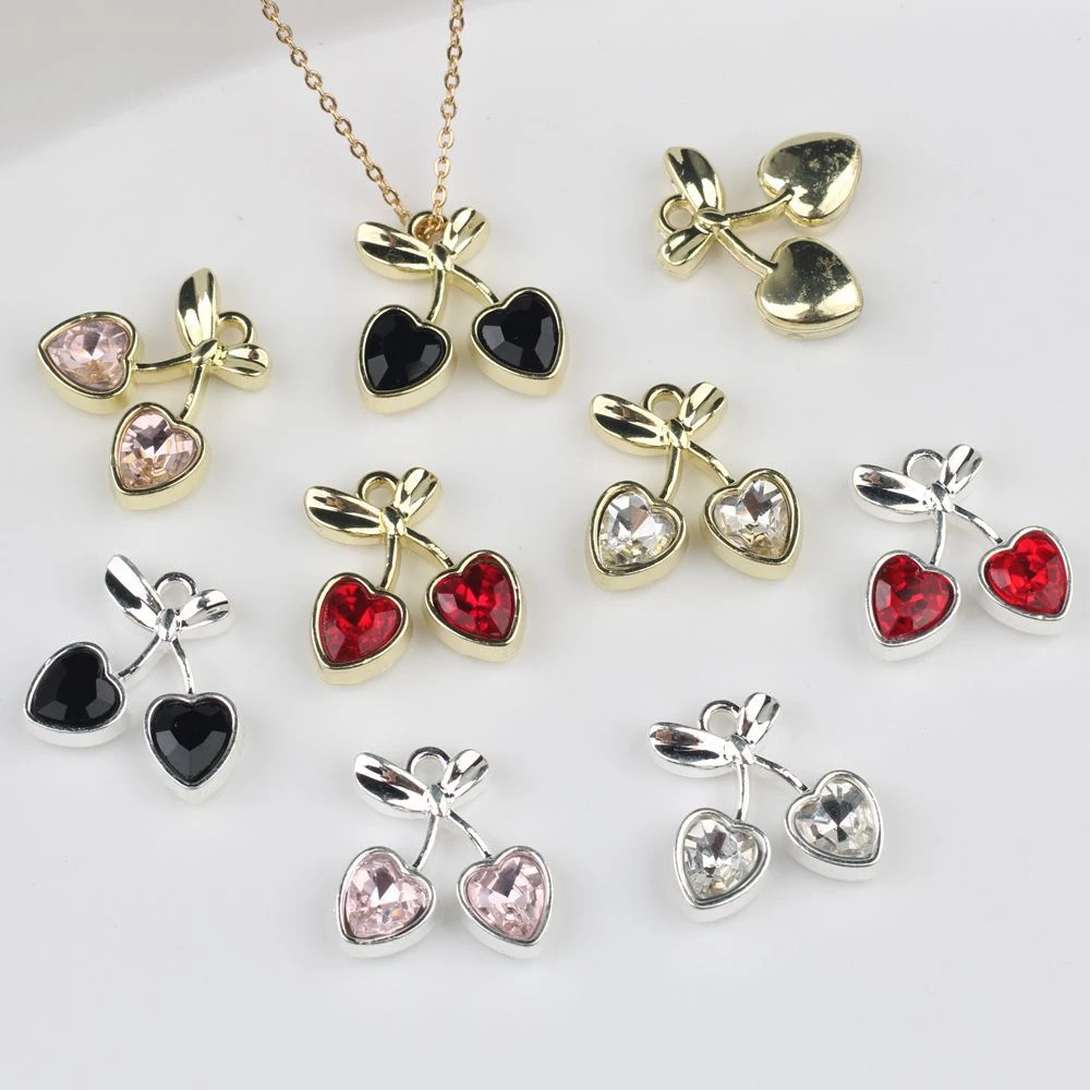 10pcs Elegant Fashion Cherry Shape Charms Pendant Earring Necklace Jewelry Making Accessories DIY Handmade Craft Ornaments Gifts