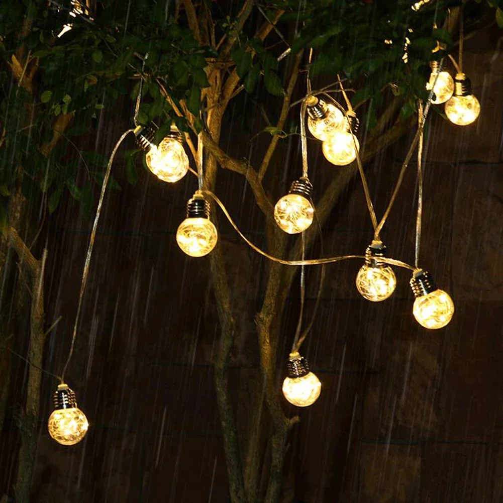 Solar LED Fairy String Lights Christmas Garland Outdoor Decoration Light Bulb IP65 Waterproof Wedding Lamp For Furniture Garden