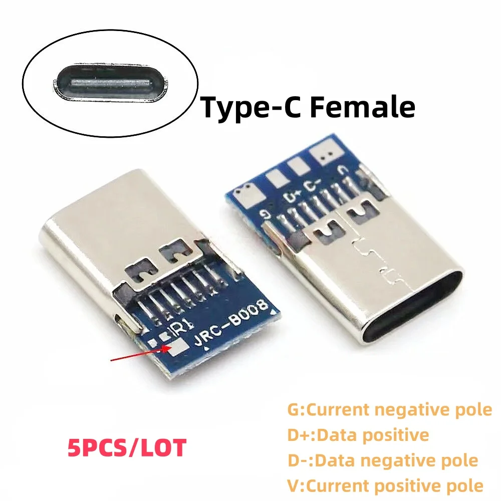 5PCS/LOT USB 3.1 Type C Connector 24 Pins Male/14 Pins Female Socket Receptacle Adapter to Solder Wire & Cable Support PCB Board