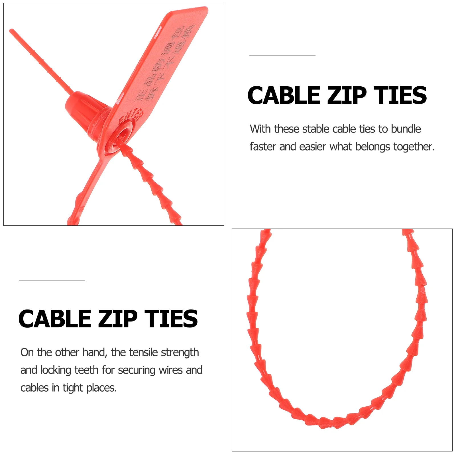 

100 Pcs Cable Ties Zip Labels Hang Tag Seal Wire Clips PP Random Code Securing Clothes Wires Network Cables Power