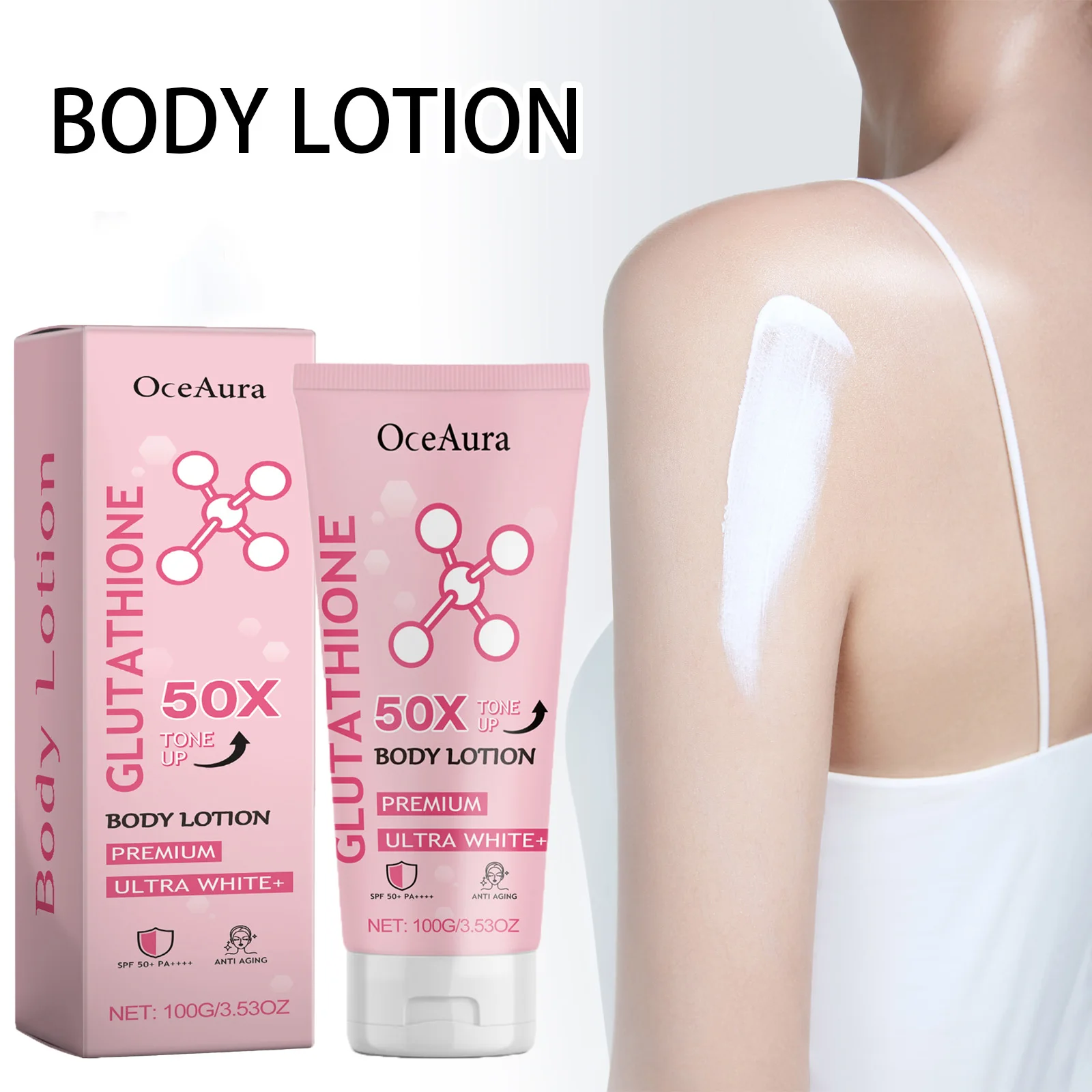 Loción corporal de glutatión, iluminadora, hidratante, revitaliza el tono uniforme de la piel, mejora la piel seca y áspera, loción corporal hidratante