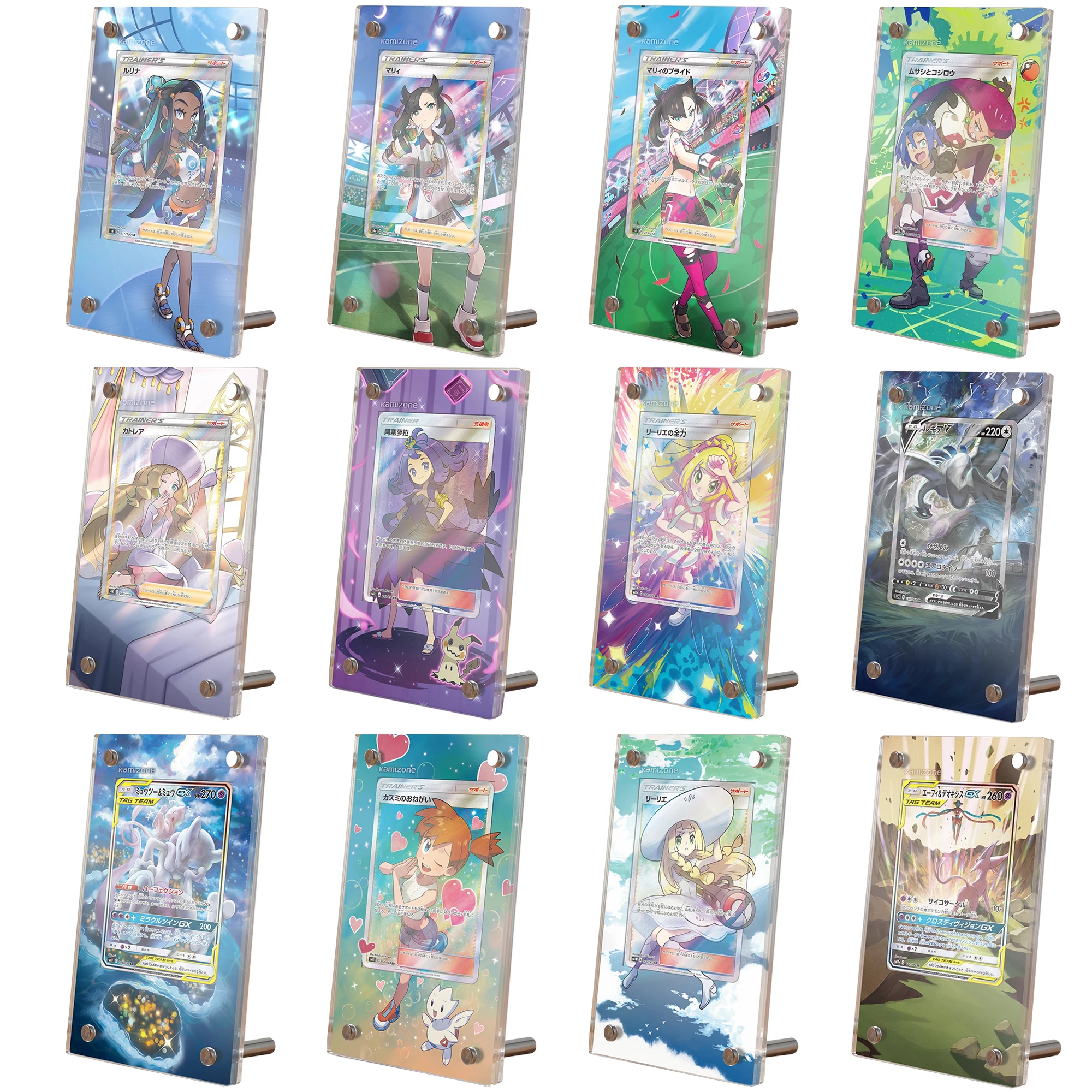 

New 30 Models PTCG Card Brick Marnie Lillie Nessa Acerola Mewtwo Espeon Card Brick Photo Frame Gift Toy Not Include Card