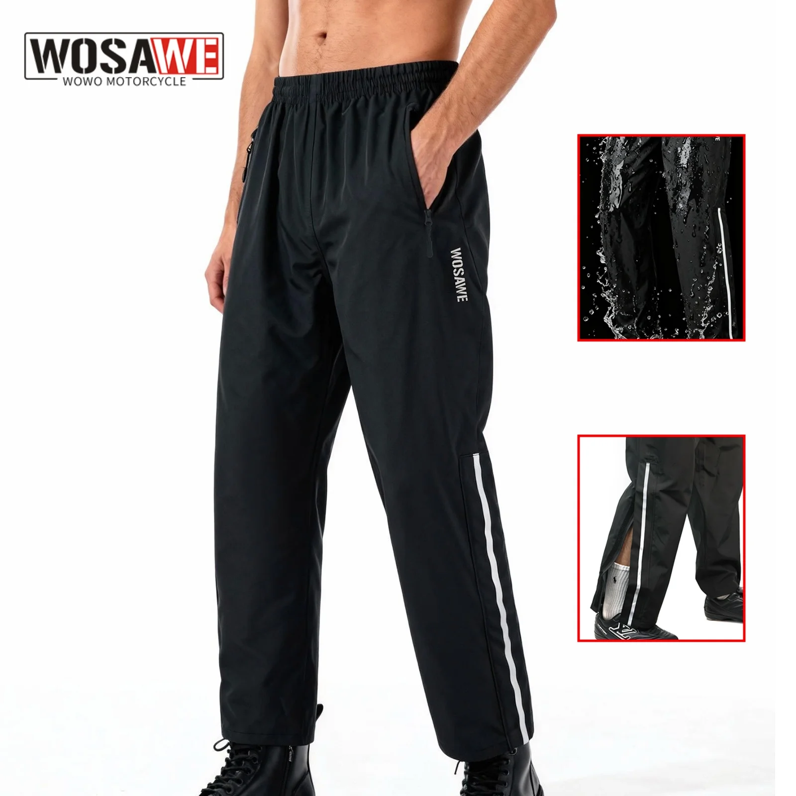 WOSAWE Motorcycle Motorbike Rainproof Single Pants Waterproof Unisex Riding Fishing Adult Outdoor Breathable Wear Rain Pants
