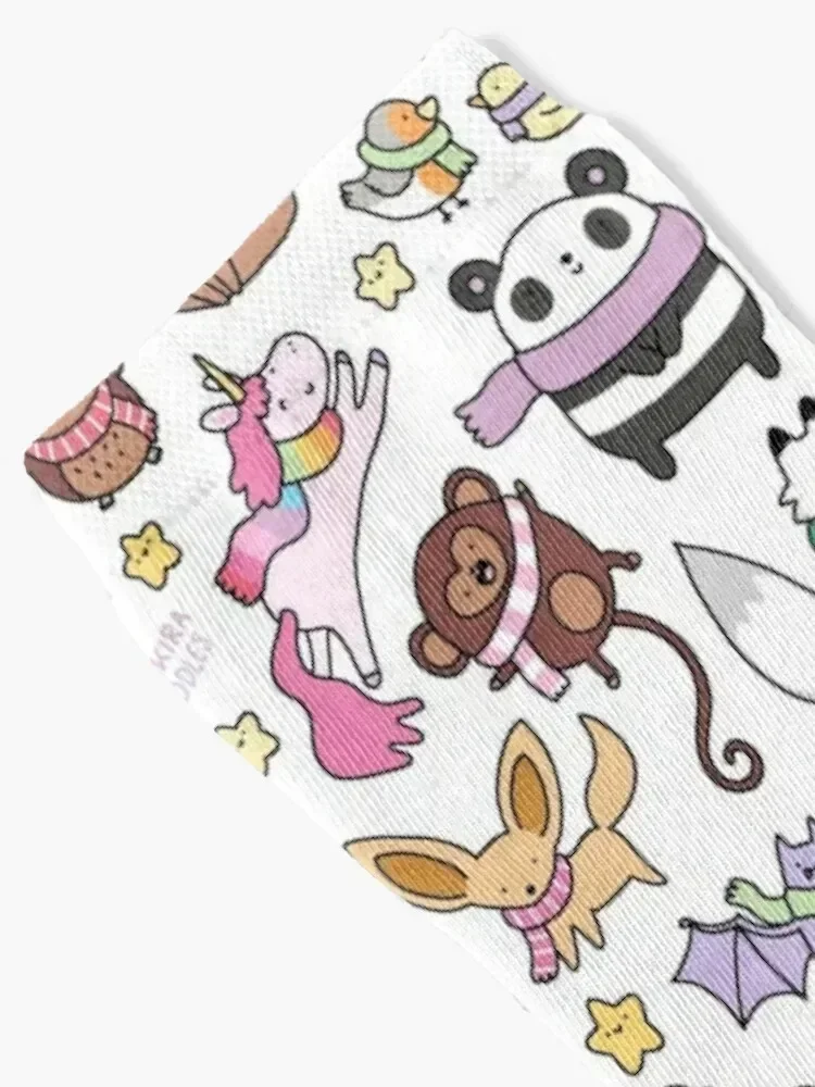 Winter Animals with Scarves Doodle Socks Toe sports Stockings compression kawaii professional running Socks For Man Women's