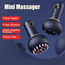 Handheld Electric Cupping Massager Mini 9 Gears Electric Meridian Brush Heating Gua Sha Scraping Device Massage Tool