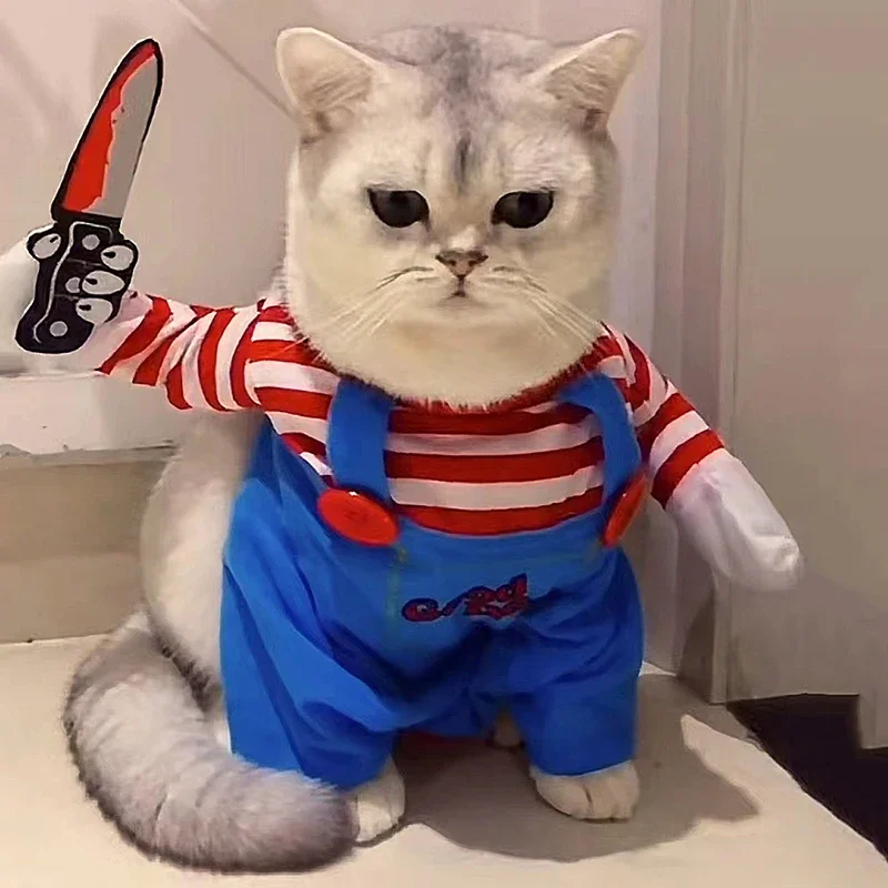 Disfraz de Halloween para mascotas de forro polar cálido, traje de cosplay creativo para gatos y perros pequeños y medianos, ropa de fiesta suave y divertida.