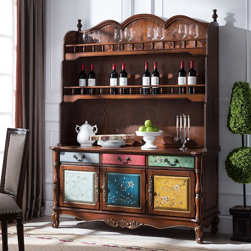 

Sideboard Restaurant Multi-Functional Tea and Wine Cabinet Combination European Retro Cupboard Locker1