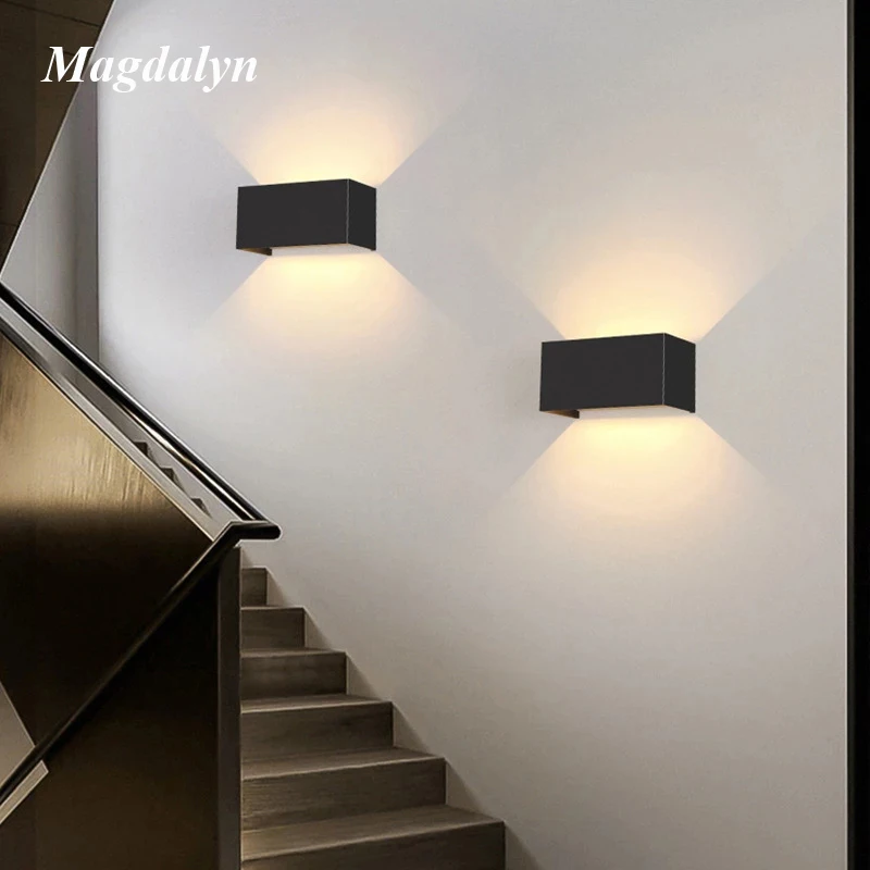 Magdalyn Led applique da esterno impermeabile 24W casa Aluminio Led bianco nero Decorativo Patio portico lampada illuminazione da parete per interni