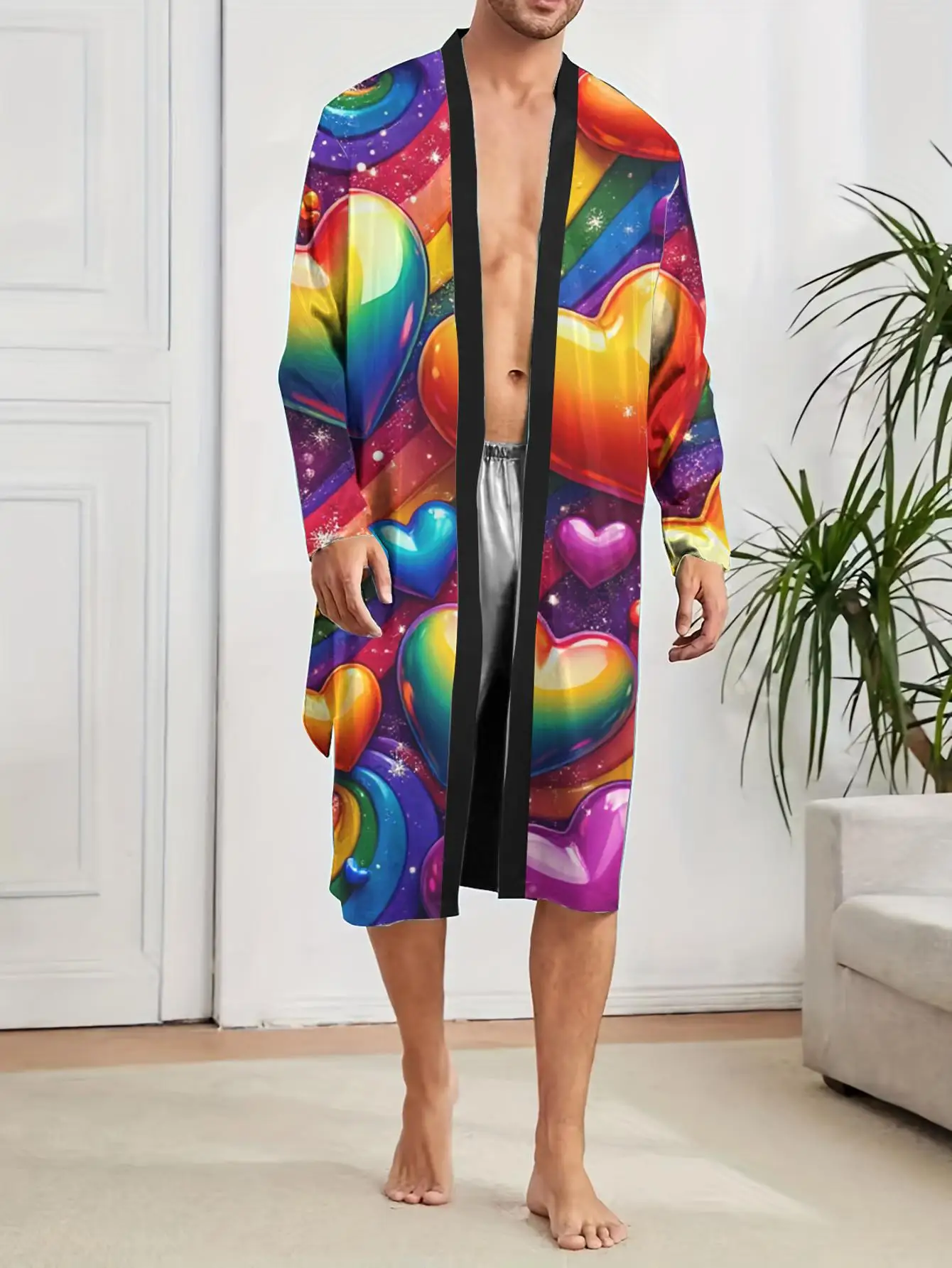 

1pc Men's Robes 2026 Spring/Summer Polyester Graphic Bathrobe Men Robe for Man 3D Printed Men's Bathrobe Robe Nightie for Men