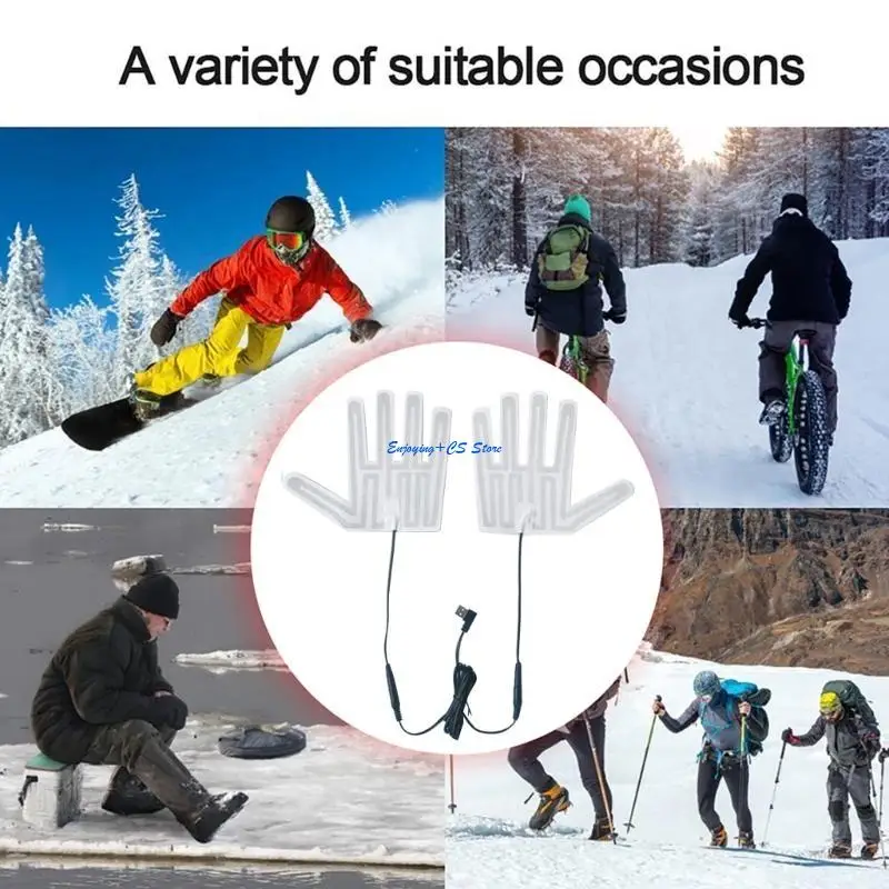 

Y51D 1 Pair 5V USB Heated Gloves Electric Heated Insoles Winter Heated Gloves Pad