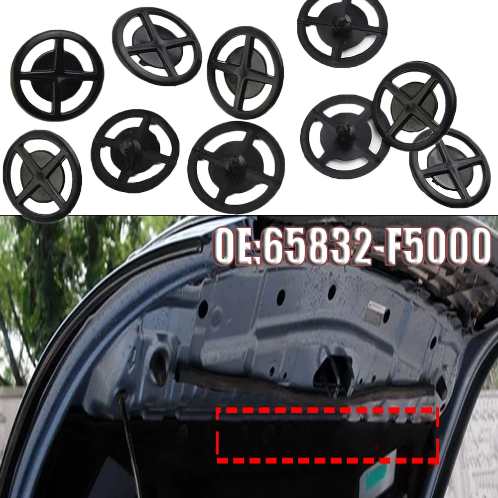 10 Uds Clips de aislamiento de capó de coche hebilla de retención de capó para Nissan 65832-F5000 65846-30F00 Auveco A17237 V13 Mercury Villager
