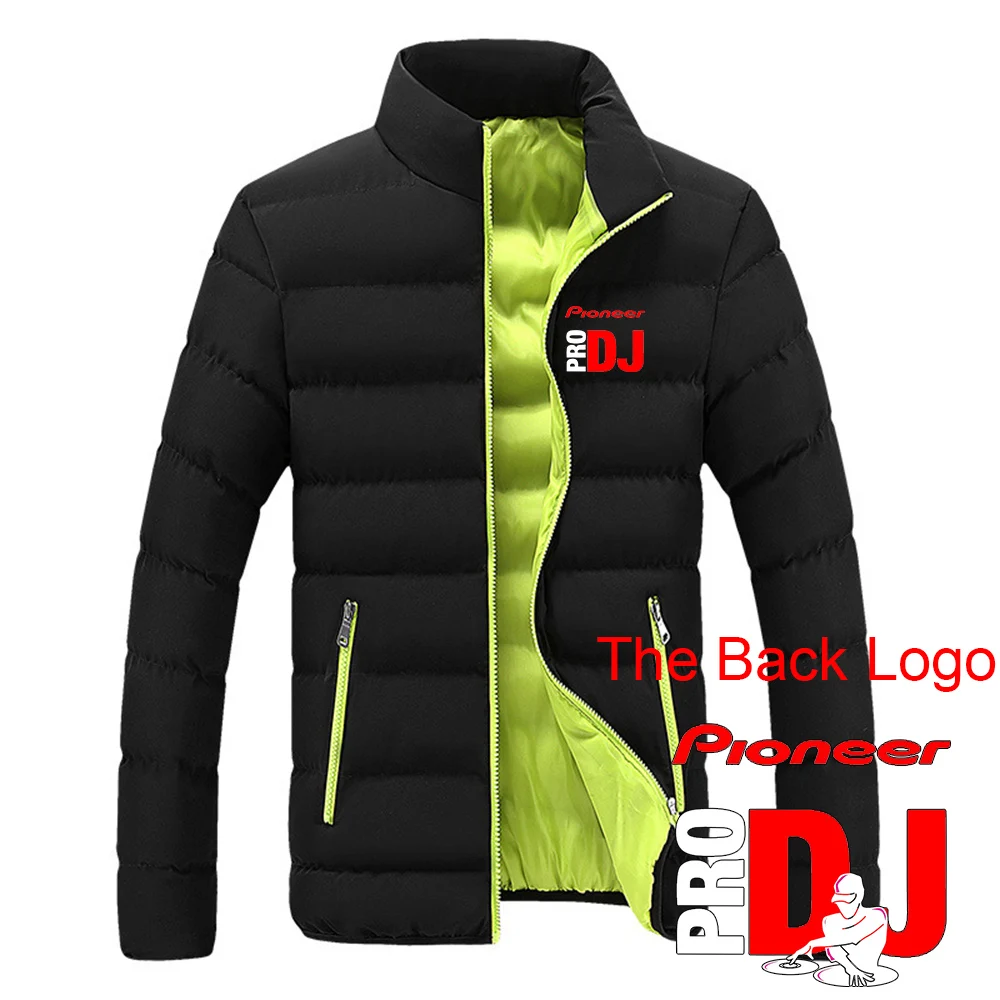 DJ Pioneer PRO 2022 New Men\'s Solid Color Jacket Korean Winter Warmer Cotton Parka Coat Harajuku Streetwears Top Clothes