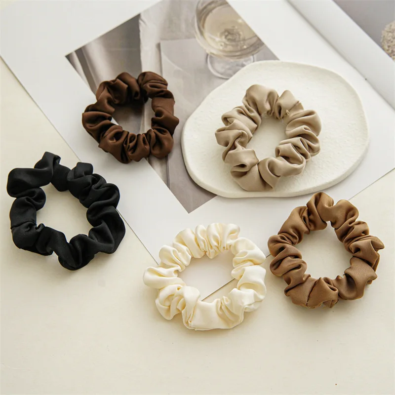 Solid Color Hair Accessories Scrunch Satin Silk Hair Scrunchies Black Hair Ties For Girls And Women Scrunchie