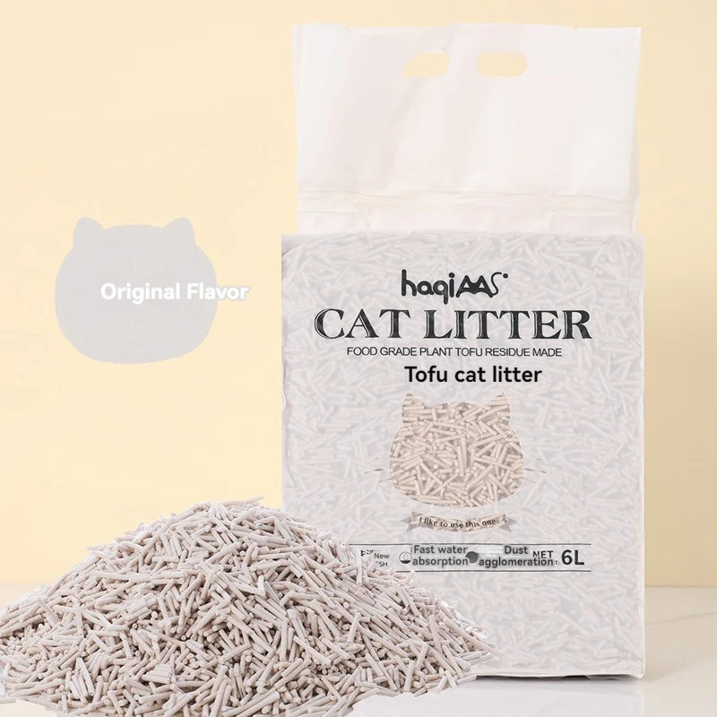 Arena para gatos de tofu de planta Original, arena para gatos de plantas mixtas de té verde de 6L, suministros para mascotas de aglomación rápida