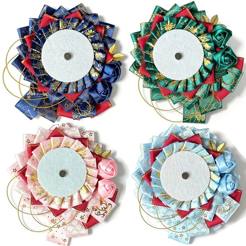 58mm-75mm Vintage Ribbon Rosette Badge Holder Handmade Brooch Badge Tray Ita Bag Ornament for Anime Kpop Pin Badge Decoration