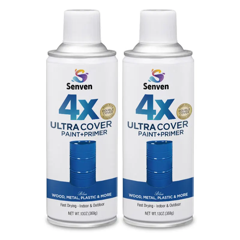 Senven 4x Ultra Cover Spray Paint & Primer Kit 26OZ Multi-Surface Blue Spray for Metal Wood Concrete Glass Plastic Cardboard