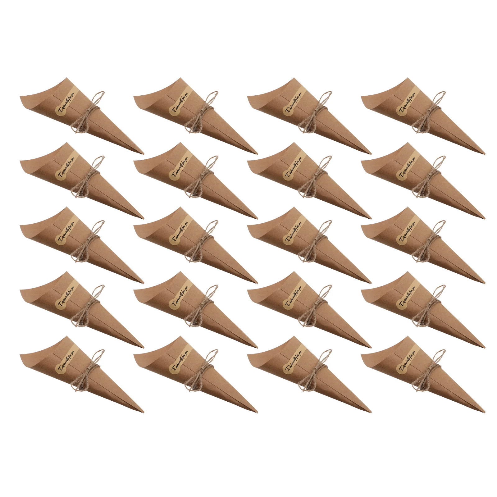 50 قطعة مخاريط ورقية لخدمة الطعام وتذوق الحلوى والآيس كريم كرافت زهرة المخاريط لحفلات الزفاف والمناسبات الخارجية حبل القنب متضمن