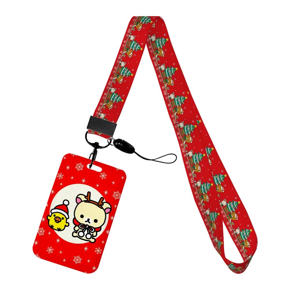 

Christmas Cartoon Bear Rilak Lanyard Keychain Id Credit Card Cover Bus Card Holder Charm Badge Holder Personalized Gift