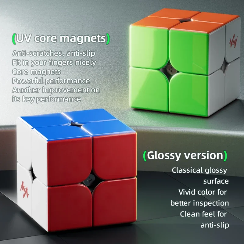 [CubeFun]VIN2 2x2 Magnetic Magic Cube UV Core Glossy Color Professional Educational Speed Cube Puzzle Toys Gifts