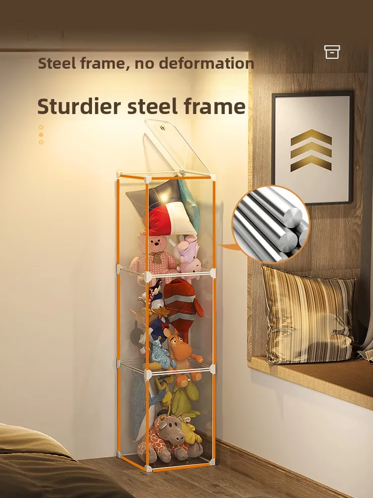 

Transparent Dustproof Doll Storage Buet Toy Organizer Display Cabinet Home Use Pluie Storage Box Toy Storage Solution