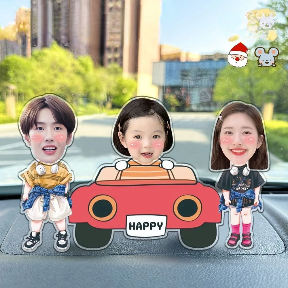 Picture Car Accessories Cute Cartoon Couples Shake Head Action Figurines Family Photo Custom Ornament Auto Interior Dashboard