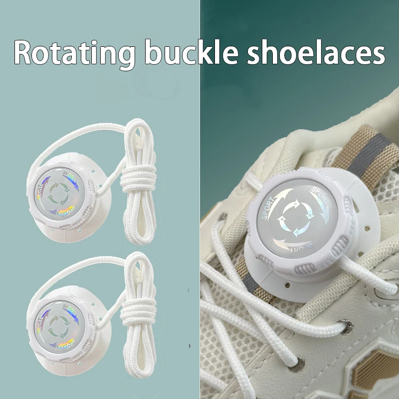 New Dazzle Colourful Swivel Buckle Thick Rope Shoelace Automatic Shoelace Sneakers No Tie Elastic Shoelace Round Shoelace 1 Pair