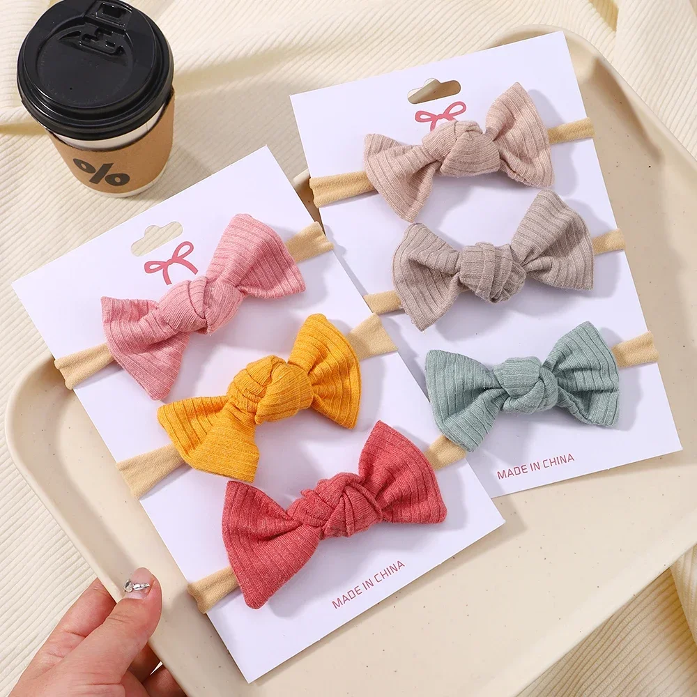 3Pcs/Set Soft Bows Headband for Baby Girls Nylon Hairbands For Newborn Baby Kids Hair Band Headwear Hair Accessories Wholesale