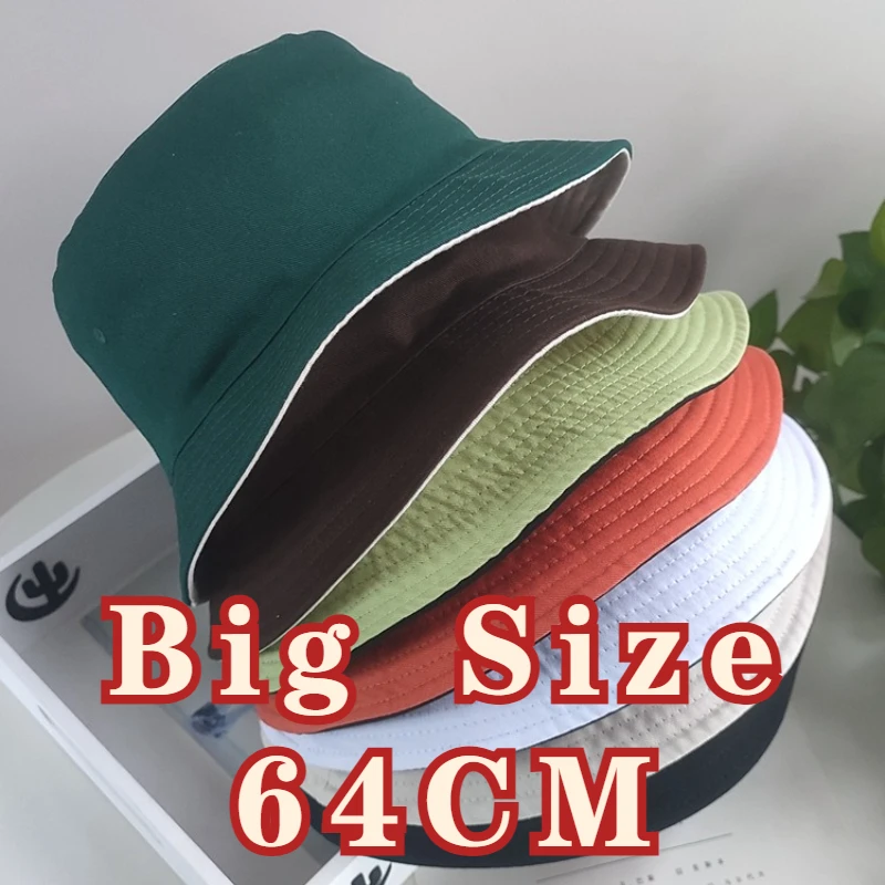 Big Size 64cm Bucket Hat Enlarged Deepening Women Big Head Double-sided Fisherman Hat Men Large Size Large Tide Hip Hop Sun Hat