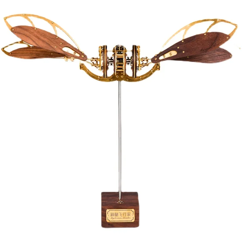 Mechanical Dragonfly Art Model Movable Metal Walnut Wood Display Decoration Suitable for Birthday Gift DIY Assembly Movable Toys