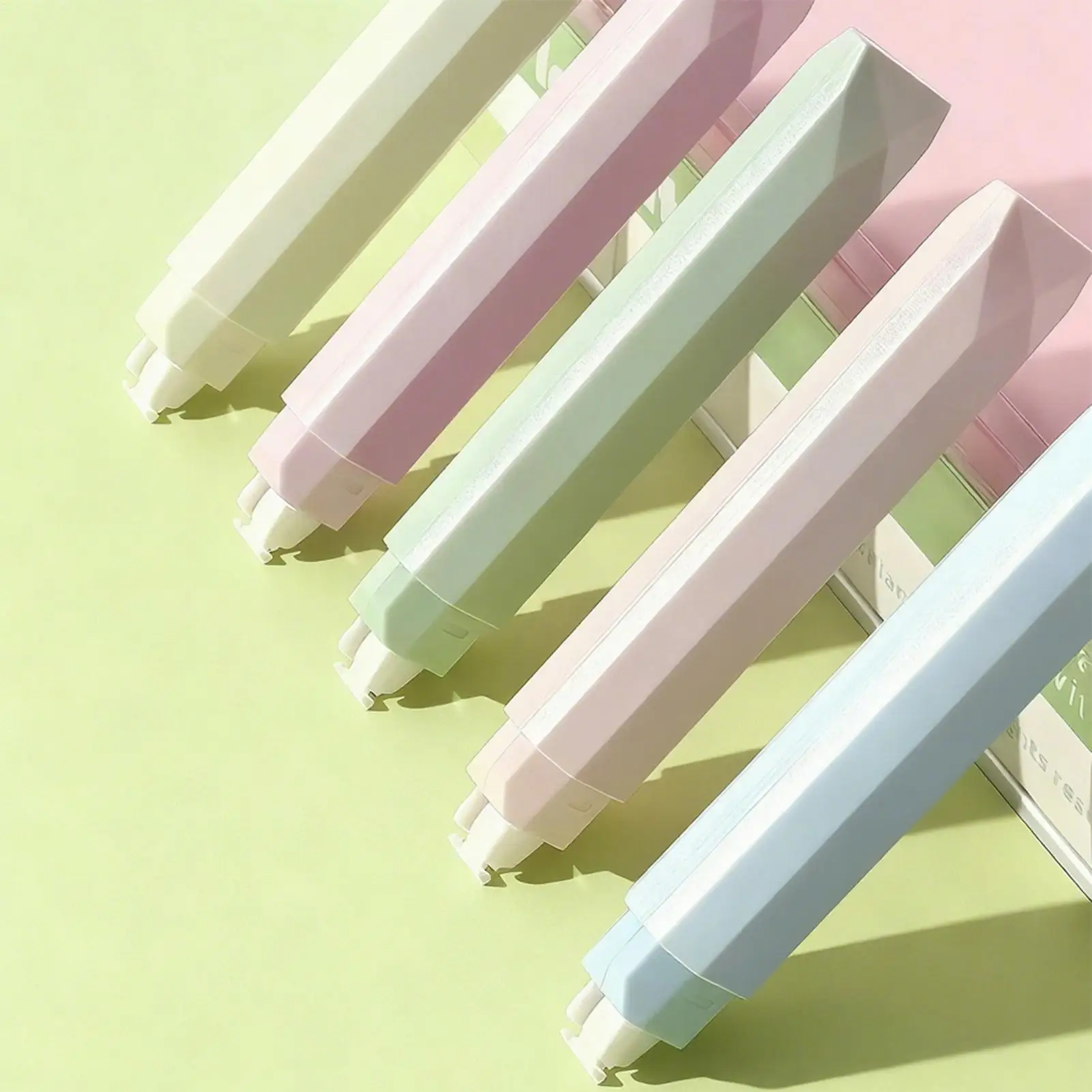 شريط مصحح صامت مكون من 5 قطع بألوان الباستيل، تنظيف فوري، شريط تصحيح للوازم المدرسية للمكتب والفصول الدراسية والكلية