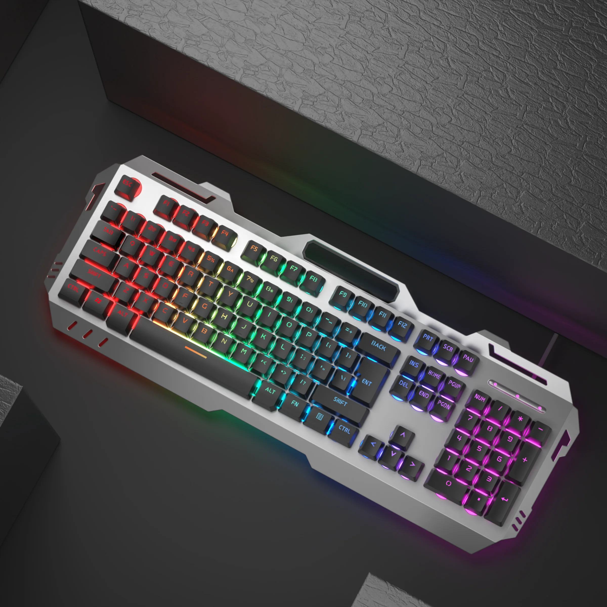 

EWEADN GX80Z Gaming Silent Keyboard, 104Keys Wired All-Metal Panel,Backlit USB Wired,Game,Office,Esports,Home,Windows Laptop PC