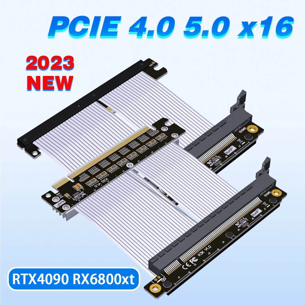 

2023 Single Double Reverse PCI-E 4.0 5.0 X16 Graphics Card Extension Cable Riser PCIe 16x for A4 ITX Mini Case RTX4090 RX6800xt