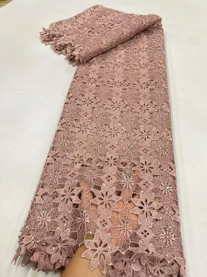 

Nigerian Tulle Lace Fabric for Sewing, Wedding Embroidery Dress, Chiffon Party Guipure, High Quality, Cotton 5Yard, 2025 JL525