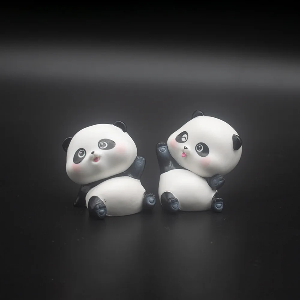 4pcs/set Cute Panda Action Figure Tabletop Decorative Figurines Computer Desk Office Ornaments Home Docor Miniature Craft Gift